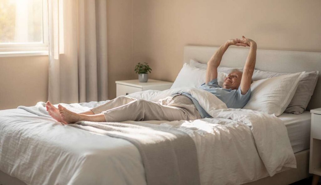 4 oefeningen op bed die je core sneller versterken dan planken — perfect na je 60e